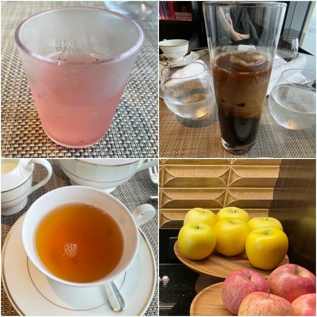 ザ・リッツ・カールトン東京・クラブラウンジの朝食・実際に頂いた飲み物とフルーツを撮影した写真