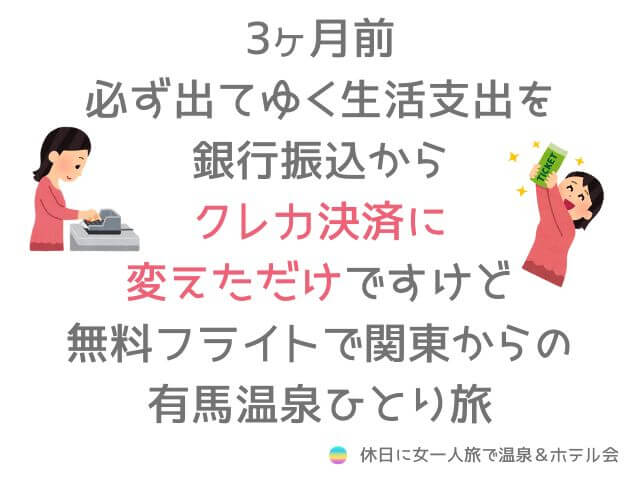 関東から関西へ無料チケット入手の方法を視覚化した手作り画像