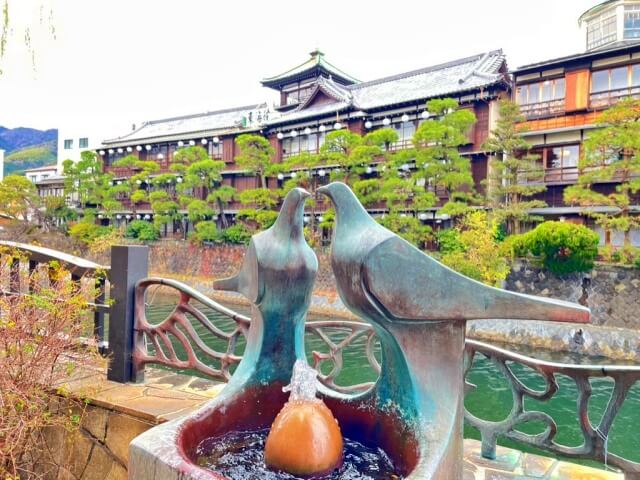 松川遊歩道の「温泉モニュメント鳩」を撮影した画像