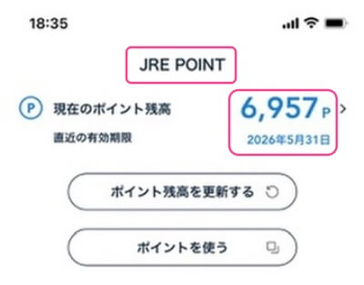 実際にJRビューカードで貯めたポイント数の明細記録